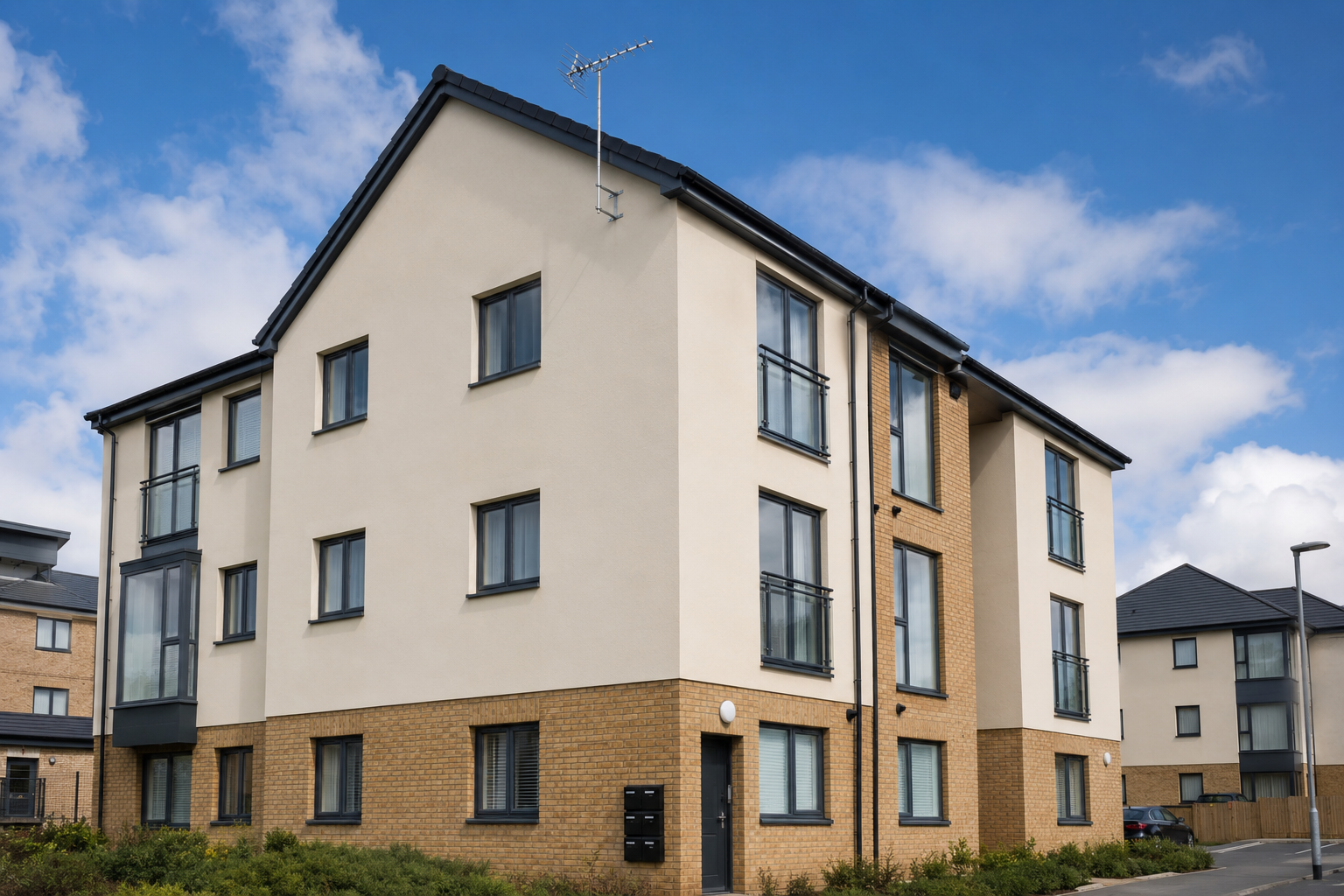 New build apartments with rooftop TV aerial in Warwick
